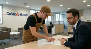 Deux hommes discutent de documents