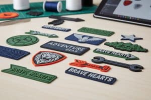 Écussons 3D personnalisés thème aventure sur bureau