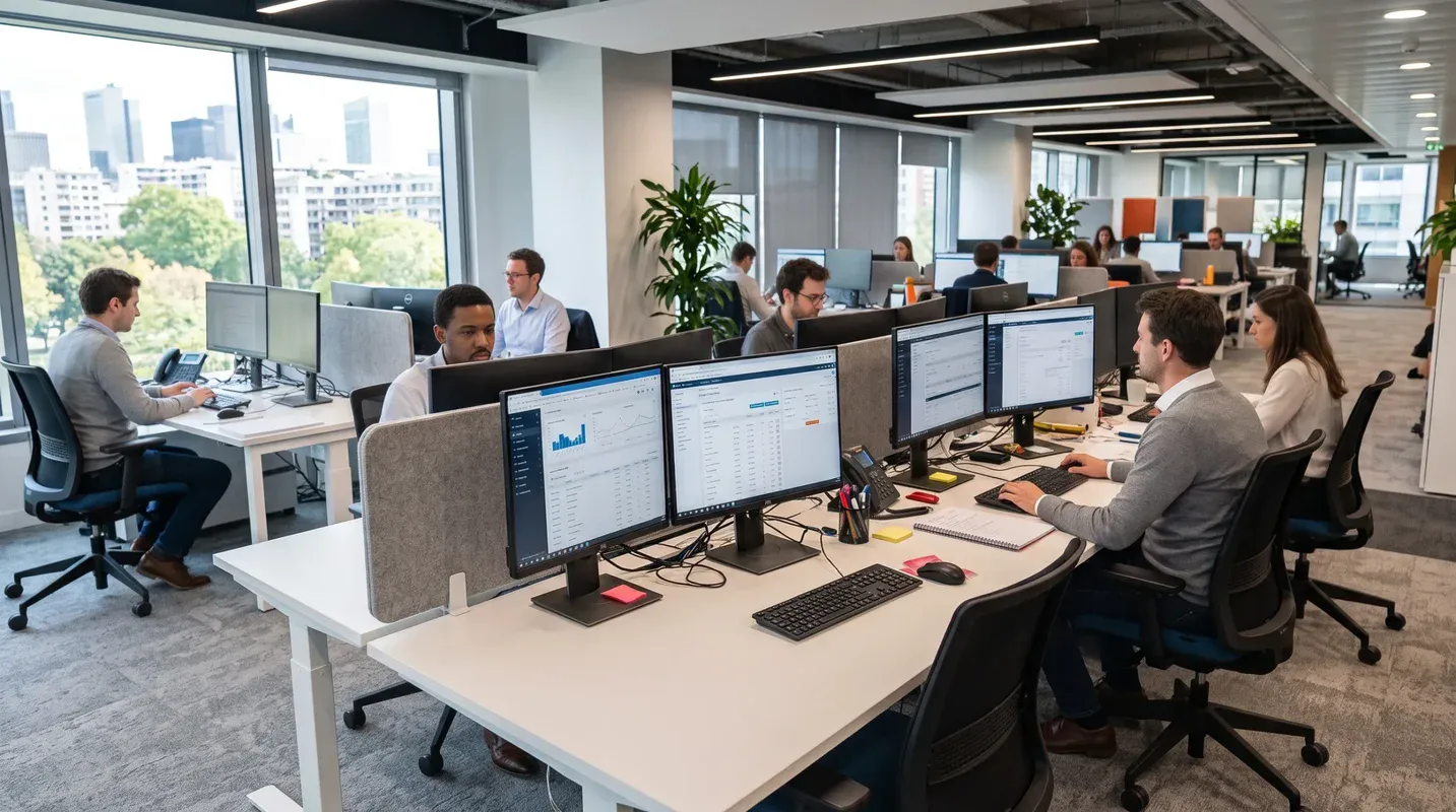 Employés travaillant dans un bureau moderne open space